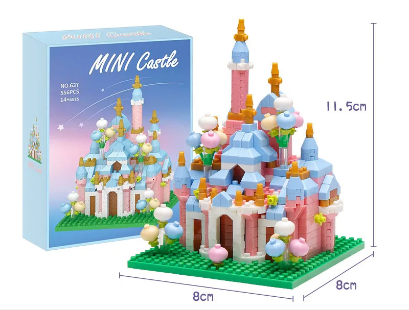 Creative Fairy Tale Build Brick Micro Diamond Block World Famous City Fairyland Mini Princess Castle Nanobricks Educational Toys