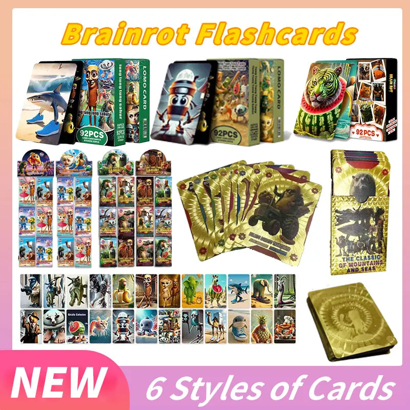 New Italian Brainrot Gold Foil Cards Cartoon Anime Tungtungtung Sahur Tralalero Tralala Laser Cards Board Games Collection Cards