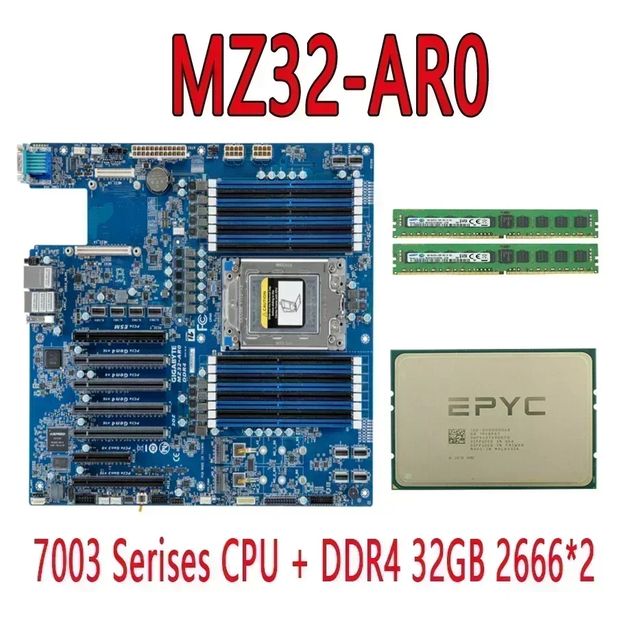 MZ32-AR0 REV.3.0 Motherboard /  DDR4 32G 2666Mhz  /  AMD EPYC 7773X 7763 7713P 7713 7663 7643 7573X 75F3 7543P 7543 7513 7473X