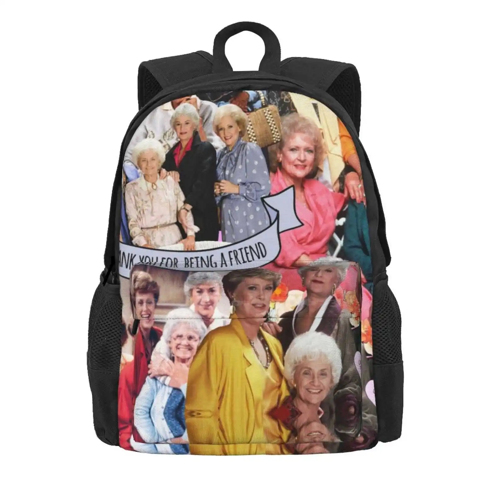 Golden Girls Hot Sale Schoolbag Backpack Fashion Bags The Golden Girls White Bea Arthur 90S 80S Tv Shows Sophia Petrillo Rue