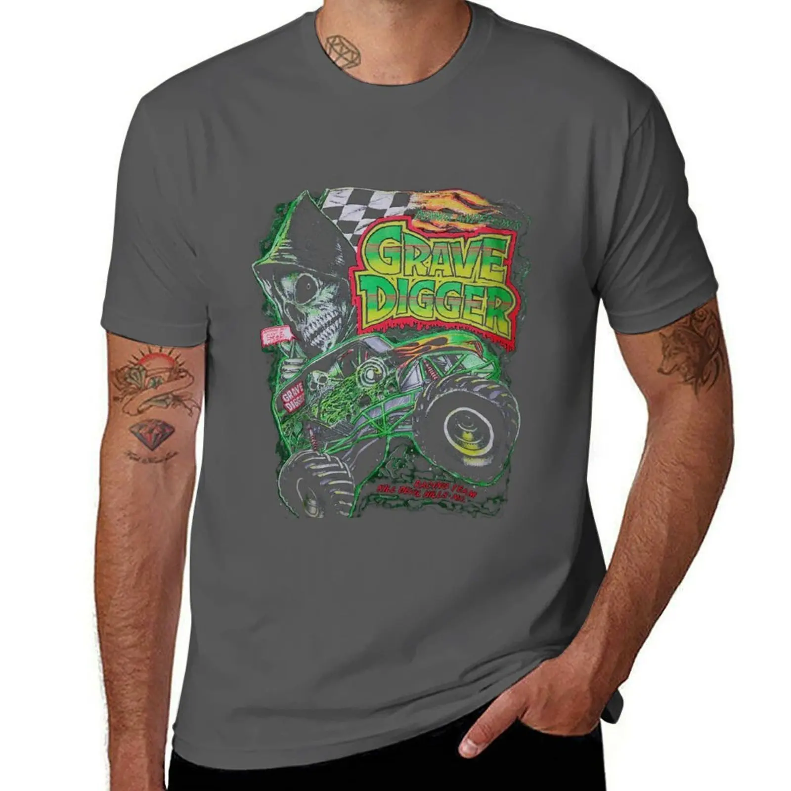 

Grave Digger Racing Team Vintage Classic T-Shirt t shirts for man slim fit t shirt men 100% cotton luxury brand T-Shirt