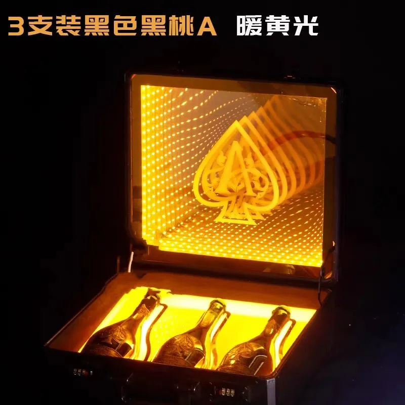 3 garrafas de gelo rocha ace of spade led luminosa champanhe cocktail caixa vinho uísque transportadora caso garrafa vip apresentador mala