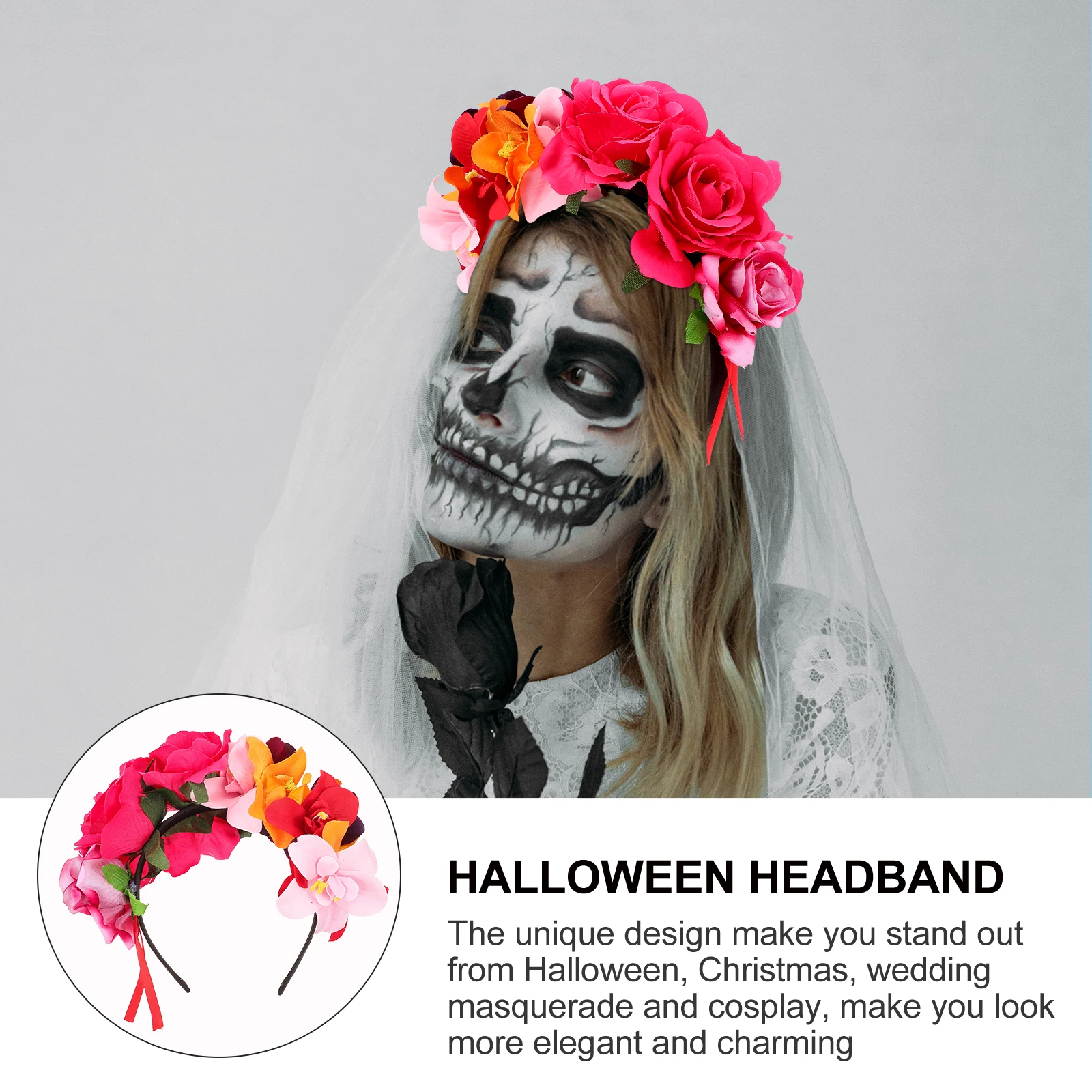 

Lan Hua Headband Elegant Floral Halloween Hairband Lightweight Comfortable Party Cosplay Wedding Festival Decorative Garland