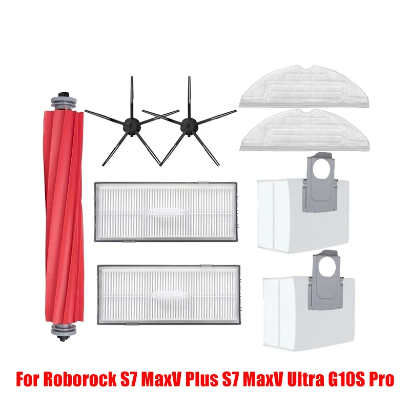 Hauptbürste, Seitenbürste, Mopp, HEPA-Filter, Staubbeutel, Reinigungsrollbürste für Roborock S7 Maxv Ultra S7 Pro Ultra Roboterstaubsauger Zubehör