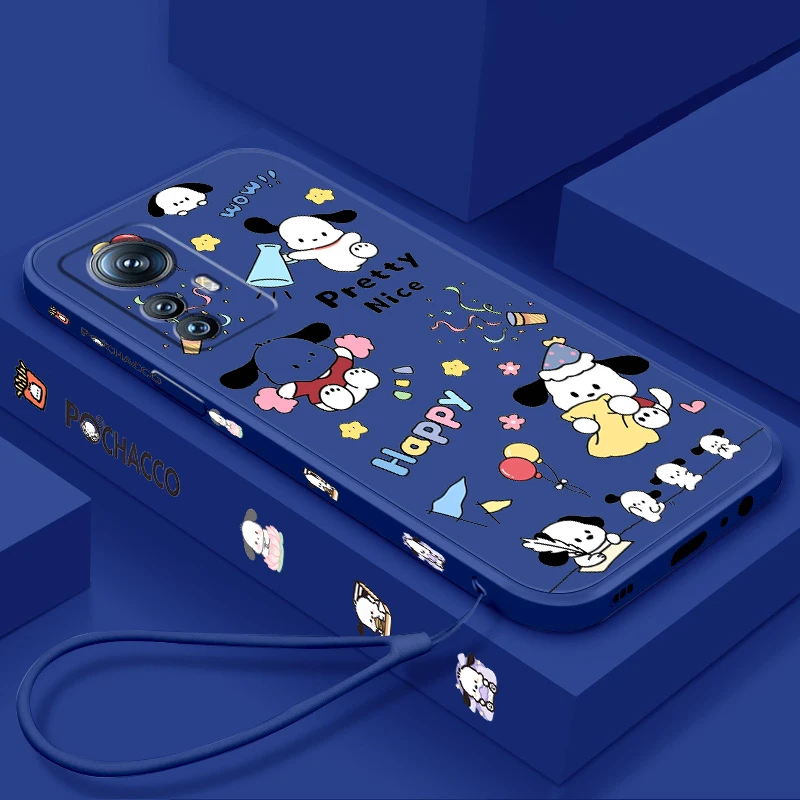 Sanrio Pacha Dog Cute Cartoon Liquid Left Rope For Xiaomi Mi 13T 13 12T 12 11T 11i 11 A3 10T 10 9 Pro Lite Ultra 5G Back