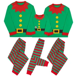 Christmas Clothes Family Set Adult Matching Xmas Sleepwear Kids Boys Green Elf Pajamas Girl Mother Daddy Festival Party Sets