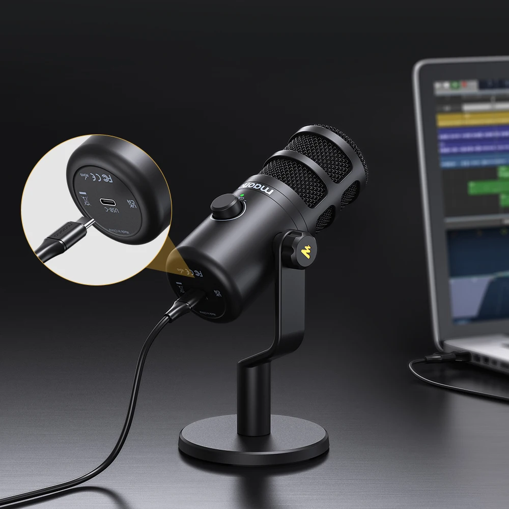 MAONO PD100U Dynamic USB Microphone With Type-c Connector For Phone Compute Metall Mic For Recording Streaming Gaming