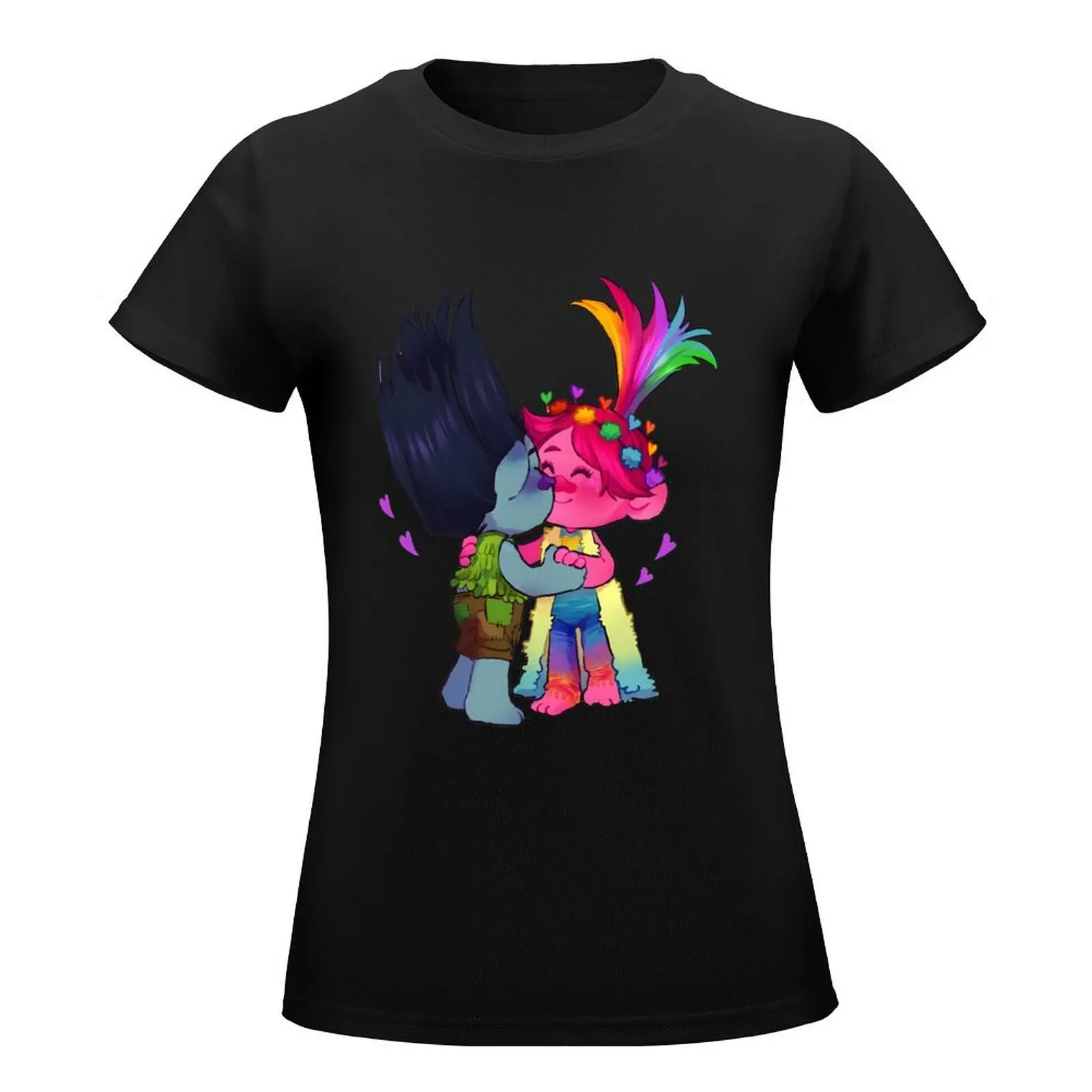 Trolls world tour kiss T-Shirt plus sizes sweat customs design your own t shirts for Women loose fit