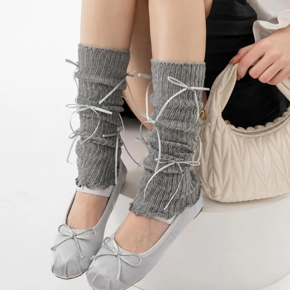 Fashion Cotton Leg Warmers Bow Decor Thin Style Sock Cuffs Lolita Style Macaron Color Slouch Socks Girls