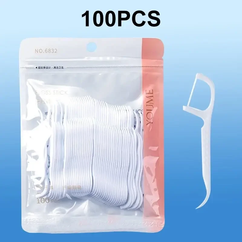 

100/300/500pcs Disposable Dental Floss Stick Interdental Cleaning Line Proper Oral Care Portable Flosser For Daily Life