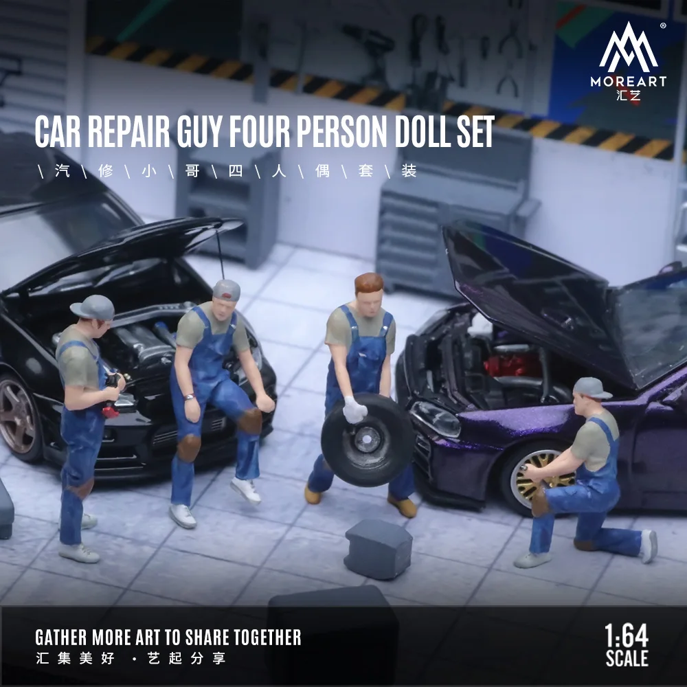 Time Micro: Mais Arte 1:64 GTR Reparadores em Figuras de Resina Vermelho/Negro/Gulf para Modelo de Carro Esportivo Coleção, Exibição e Presente