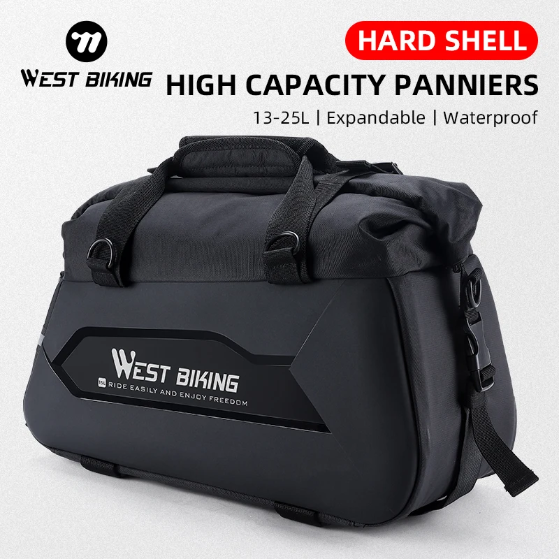 WEST BIKING Waterproof Bicycle Saddle Bag Large Capacity Bike Trunk Pannier Bag MTB Cycling Travel Luggage Carrier Rear Seat Bag