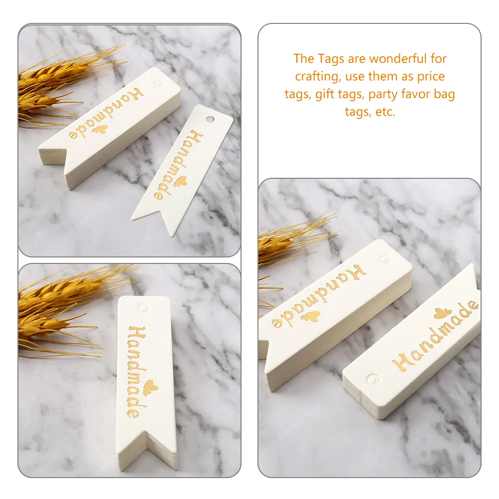 

100 Pcs Gift Handmade Dovetail Label Tags Labels Paper with Hole Cardstock Holes Present Stickers White