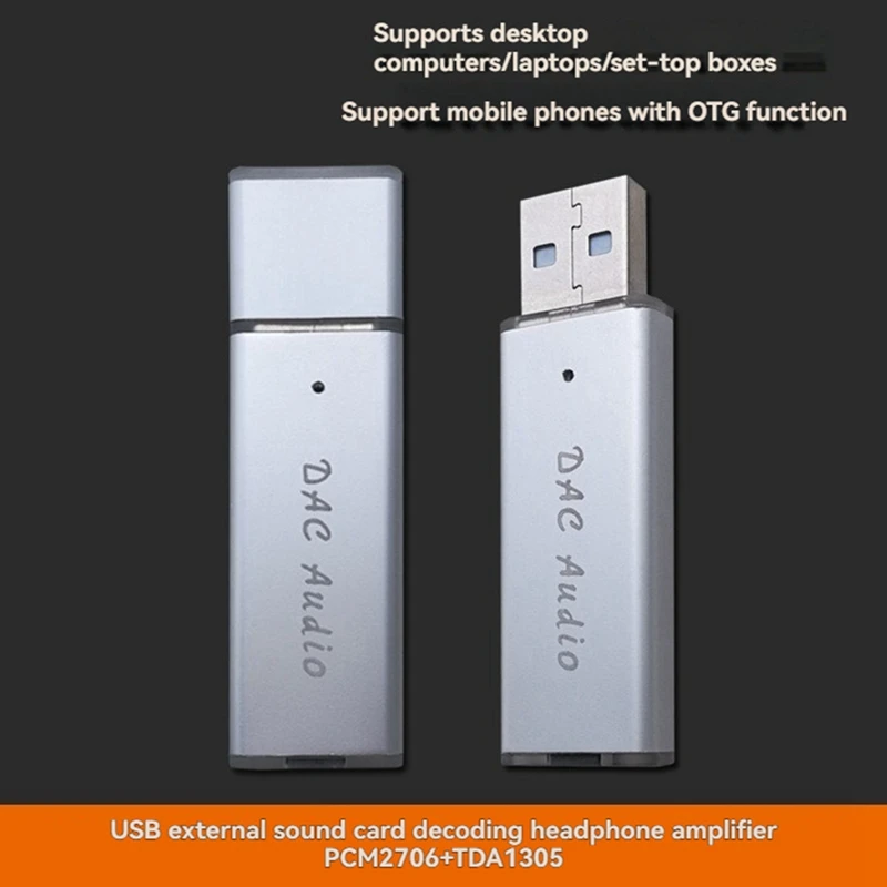 USB External Hifi Sound Card PCM2706+TDA1305 High Fidelity Computer Mobile Phone OTG Earphone Decoder-AC17