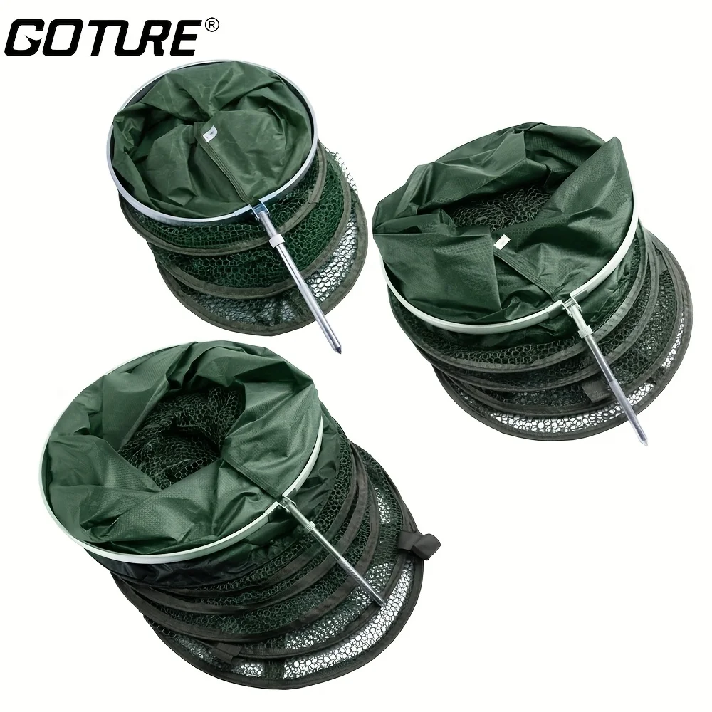 

Складная рыболовная ловушка Goture, 1 шт., с защитой от выскакивания рыбы, универсальным креплением в грунт, утолщенным кольцом из алюминиевого сплава