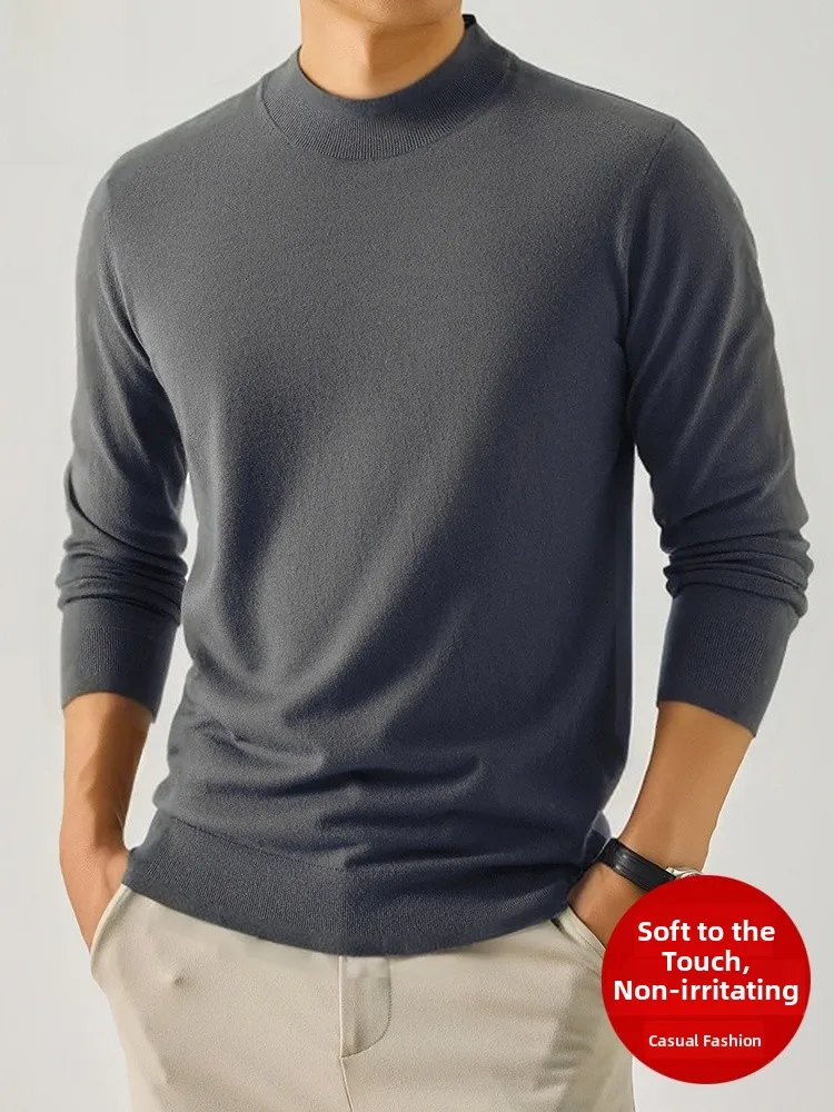 Suéter Masculino Rn de Tricô Gola Meia Alta Casual Csa Base Moderna Outono Inverno Poliéster Viscose Nylon Manga Longa