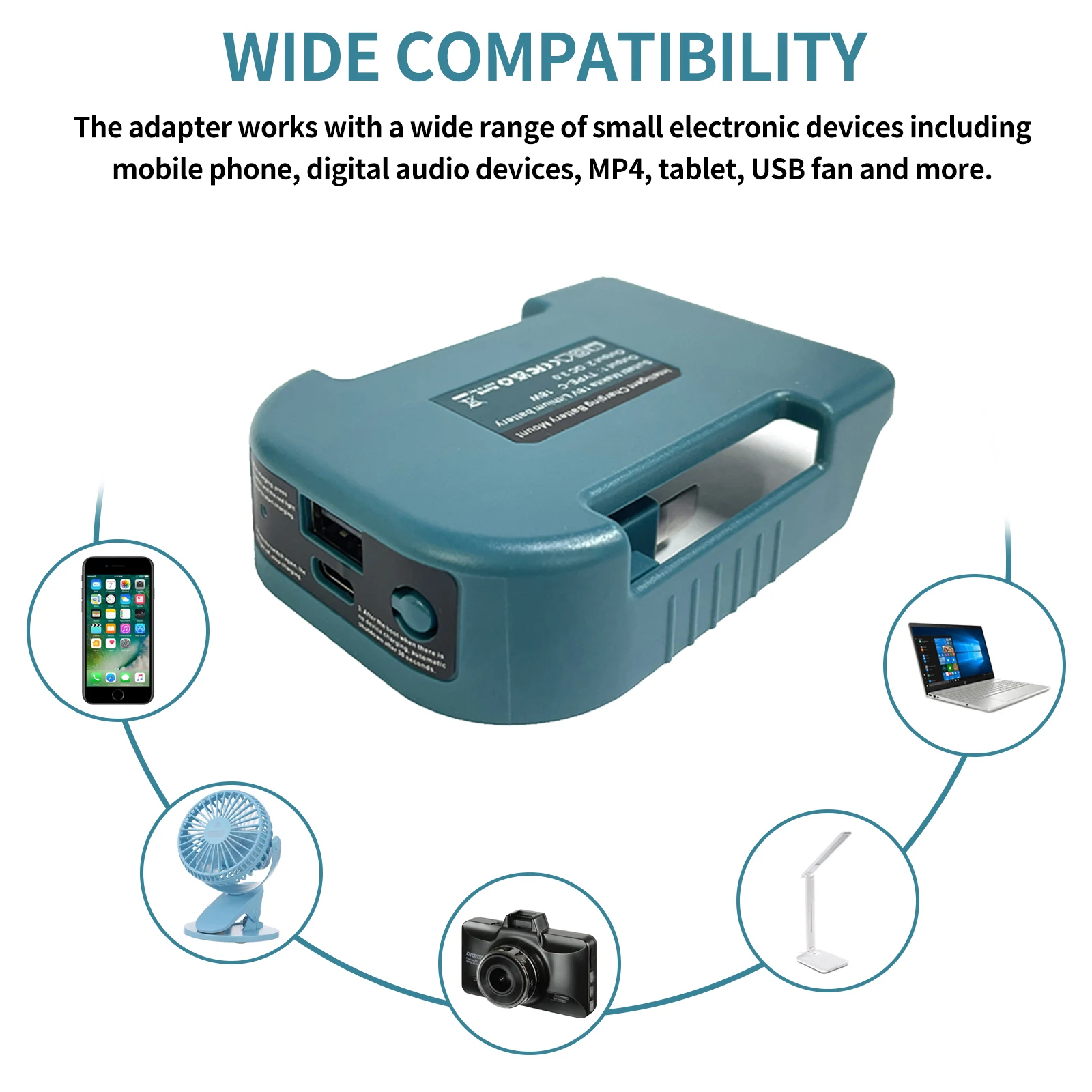 Portable Charger Adapter Compatible For Makita For Dewalt For Milwaukee 18V Li-ion with USB Type-C Battery Holder Fast Charging