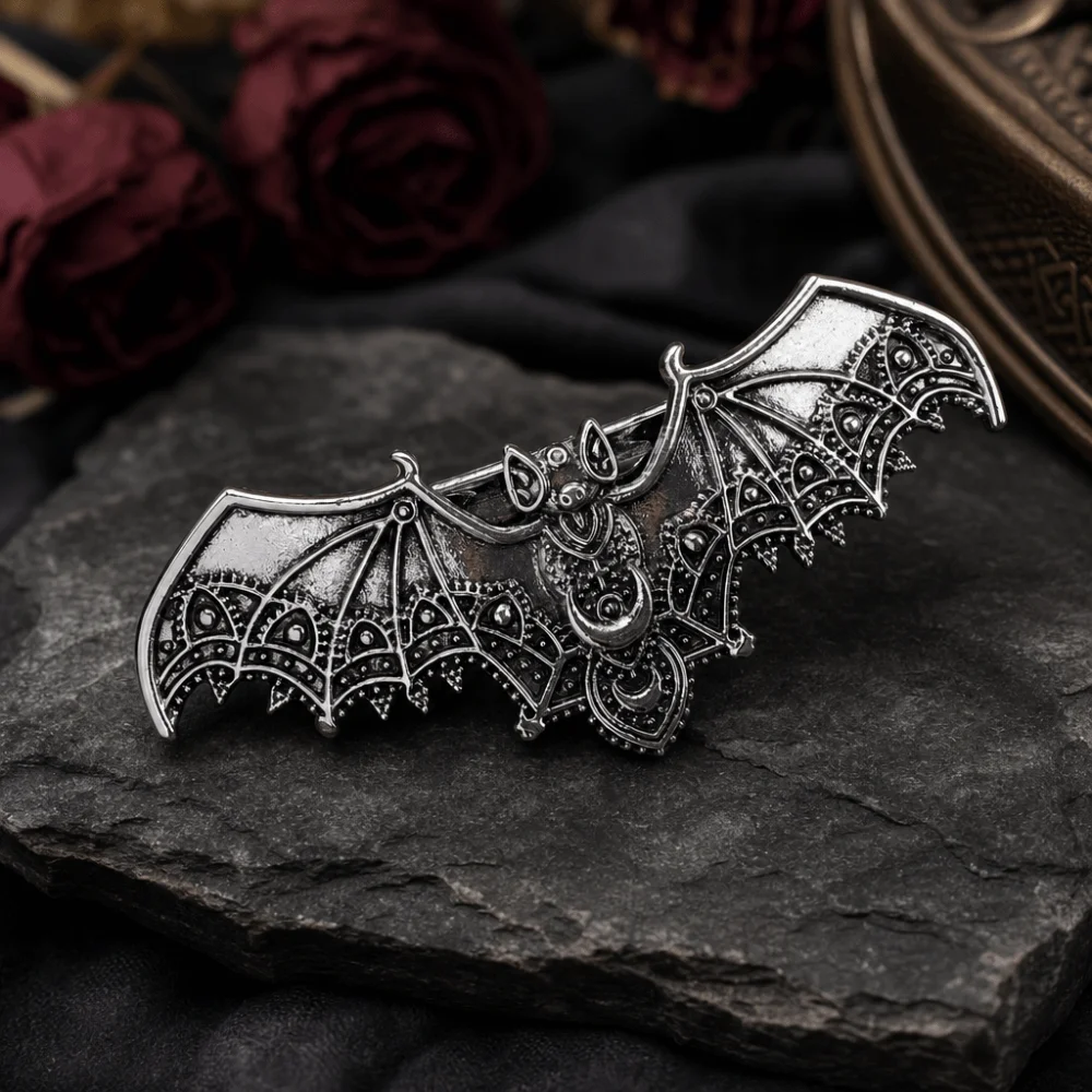 Exquisite Bat Spring Clip Hollow Pattern Gothic Style Halloween Hair Clip Viking Style Norwegian Style Hair Accessories Dressing