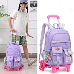 2023 Fashion trolley per bambini per adolescenti zainetto con ruote fresche di grande capacità zaini da scuola ortopedici per ragazze mochila