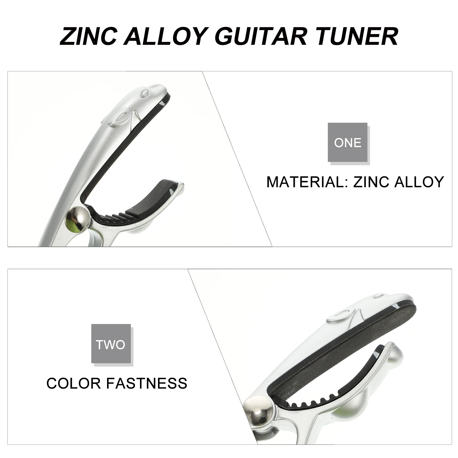 

1pc Guitar Capo Zinc Alloy Clip-On Tuner Stable For Electric Guitar Accessories Beginner Professional Use Silicone Non-Scratch