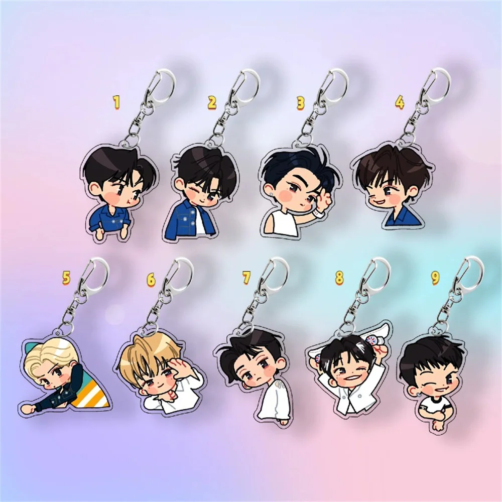 KPOP ZEROBASEONE Cartoon Korean Style Keychain Double Sides Transparent Acrylic Keyring Pendant Yujin Matthew Gyuvin Bag Pendant