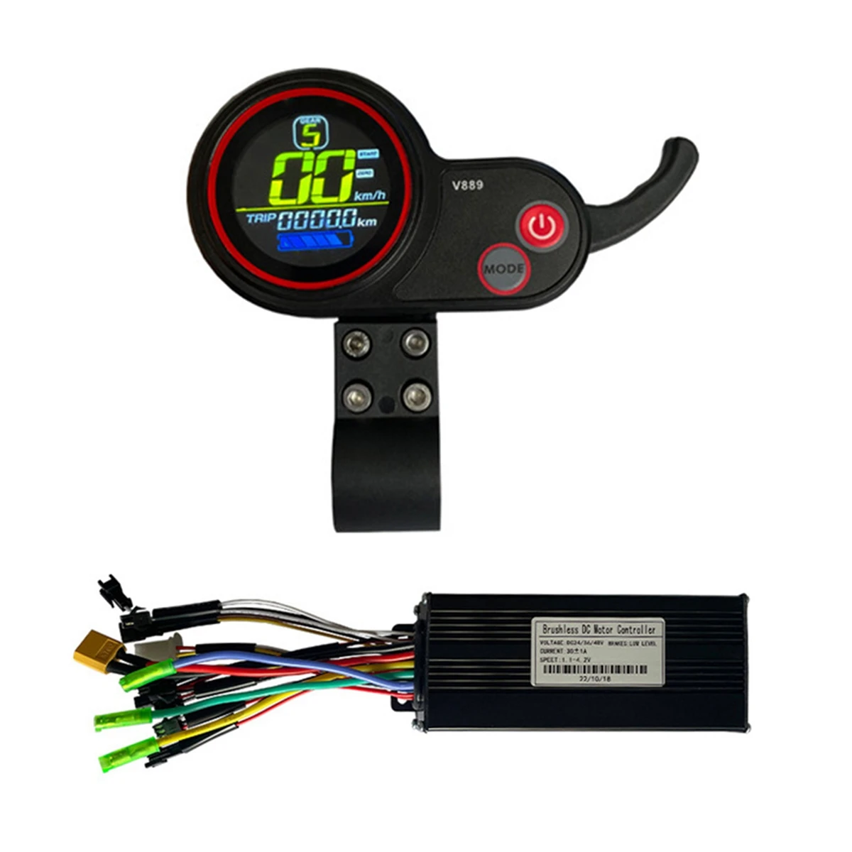 

Ebike Controller 36V/48V 750W 1000W 30A Brushless with V889 LCD Color Display Instrument Motor Speed Controller