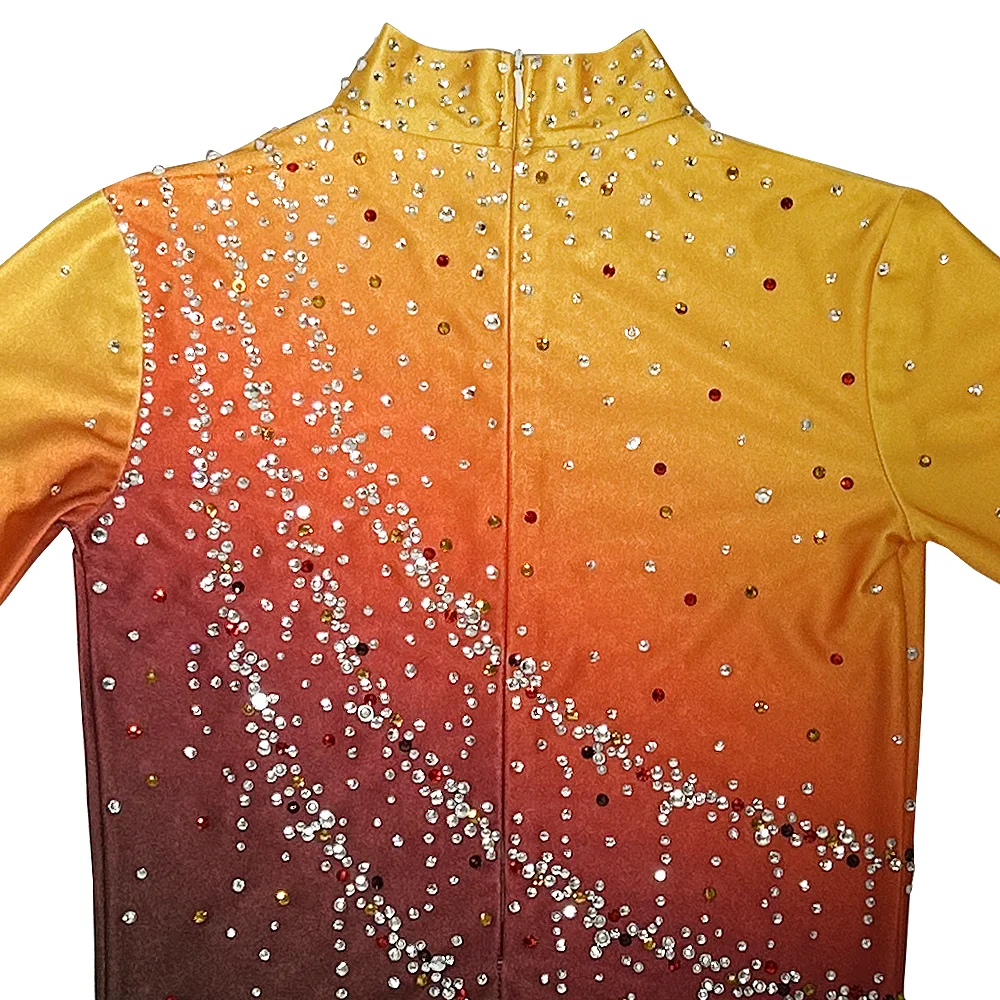 ZAGITOVA Figure Skating Dress For Men And Boys Ice Skating Clothes Acrobatics Gymnastics Jumpsuit With Diamonds Golden Gradient