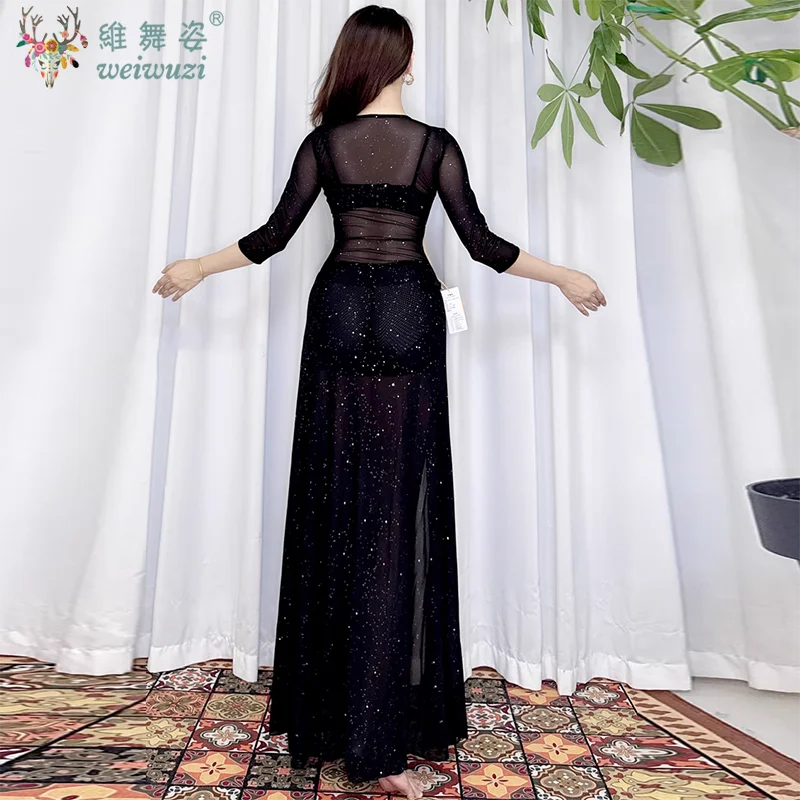 Buikdans oefenkleding Dames elegante en comfortabele lange mouwen sexy splitjurk Oosterse dansvoorstellingkostuums