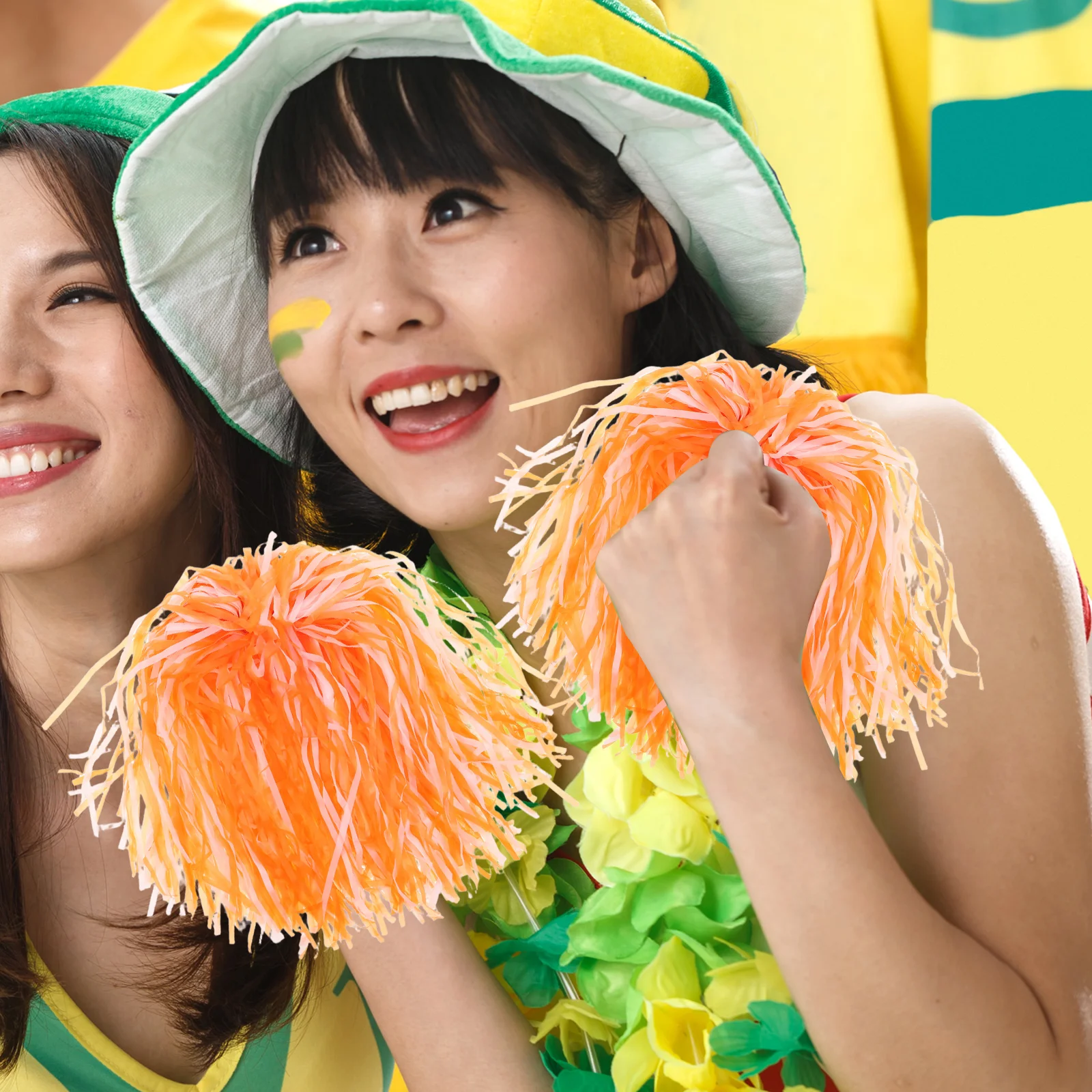 

18pcs Cheerleading Pom Poms Lightweight Plastic Straight Handle School Events Team Spirit Competitions Accessories