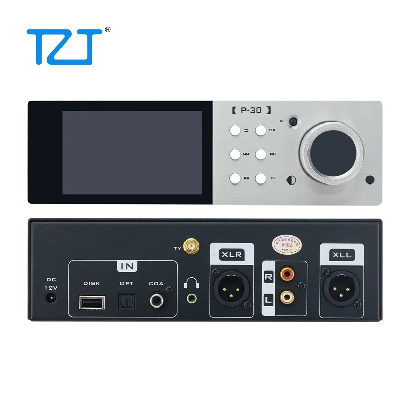 TZT Silvery/Black P30 Lossless Master Tape Player Dual ES9038Q2M Hard-drive SD Card USB Flash Drive Digital Audio Player