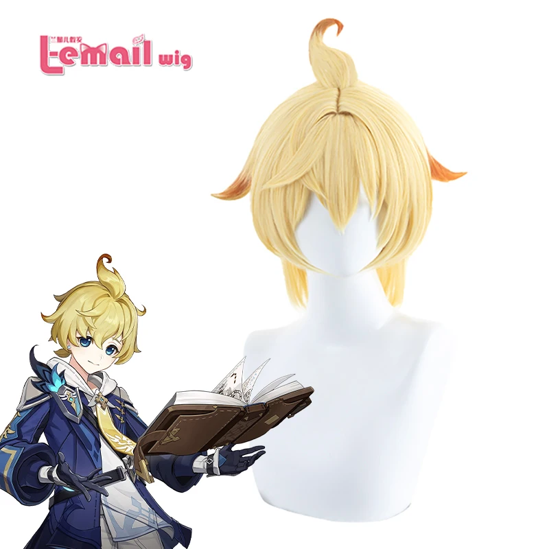 

L-email wig Synthetic Hair Genshin Impact Mika Cosplay Wig Surveyor Of Guerrilla Group 30CM Mika Gold Short Heat Resistant Wigs