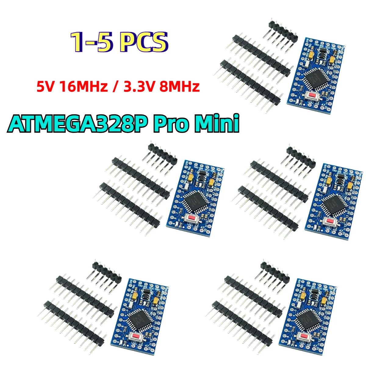 Placa de Desenvolvimento Pro Mini ATMEGA328P, ATMEGA328, 5V, 16MHz, 3.3V, 8MHz, Módulo para Arduino, CH340G, 1-5Pcs