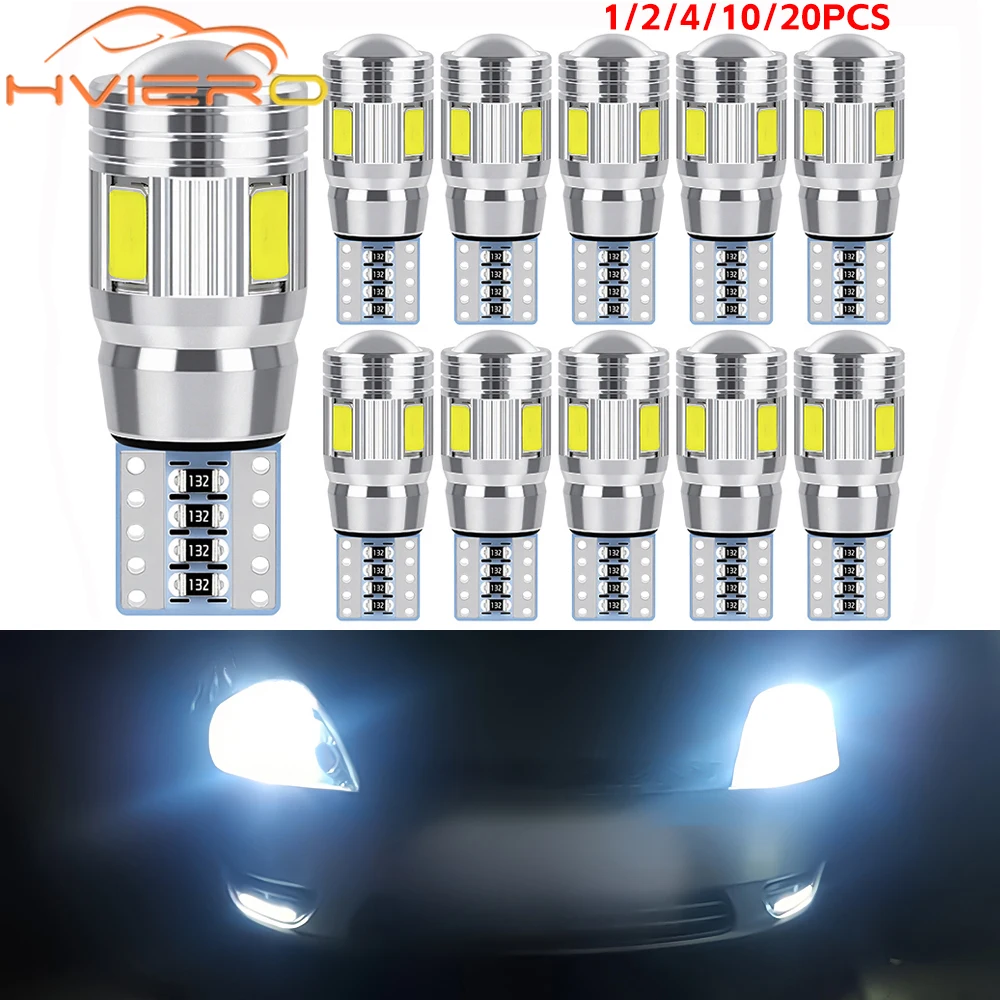 1/2/4/10X Car T10 W5W LED Bulb Super Bright Canbus 5630 6SMD 12V for Interior Dome Reading Light Turn Signal Trunk Parking Lamp