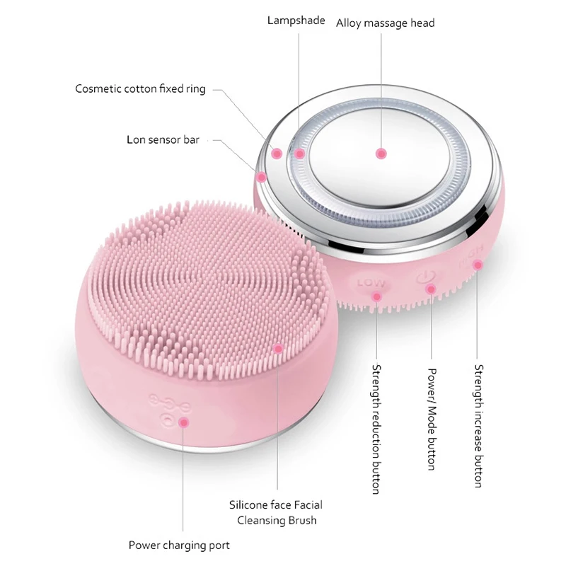 Mini cepillo eléctrico de limpieza Facial de silicona, Spa, depurador Facial ultrasónico, masajeador, cepillo de limpieza Facial vibratorio sónico
