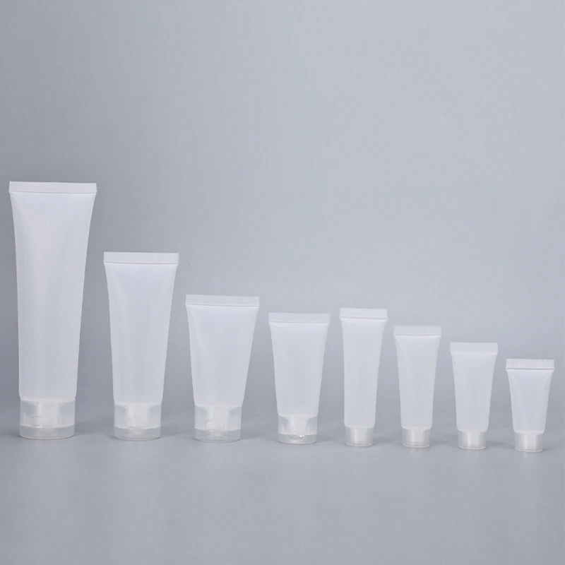 10Pcs Empty Refillable Plastic Squeeze Tubes Transparent Cosmetic Containers Soft Tube Travel Bottle with Flip Lid & Screw Cover