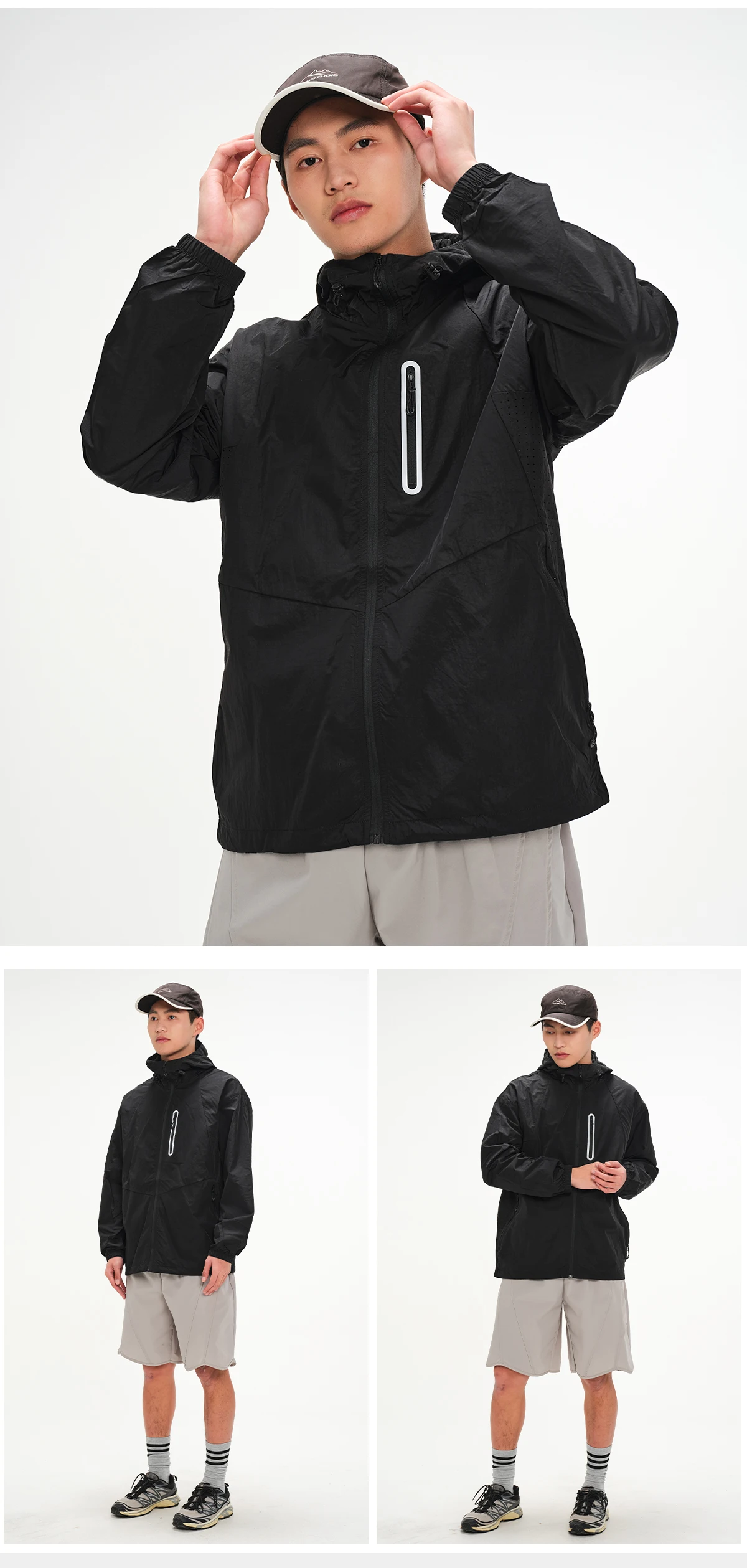 Summer Men Jacket Underarm Mesh Breathable Coat UPF 100+UV Skin Protective Jacket Women Reflective Strips Hiking Camping Jacket