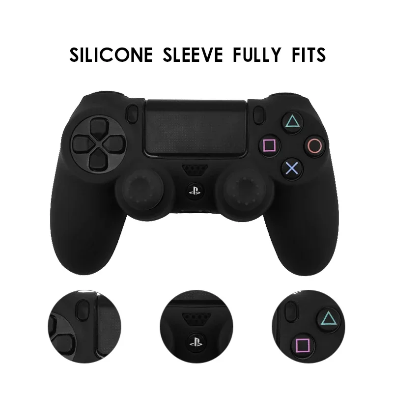 Silicone Case for PS4 Controller - Protective Skin for PS4 Pro/Slim Controller + Thumb Grips Joystick Caps image 5