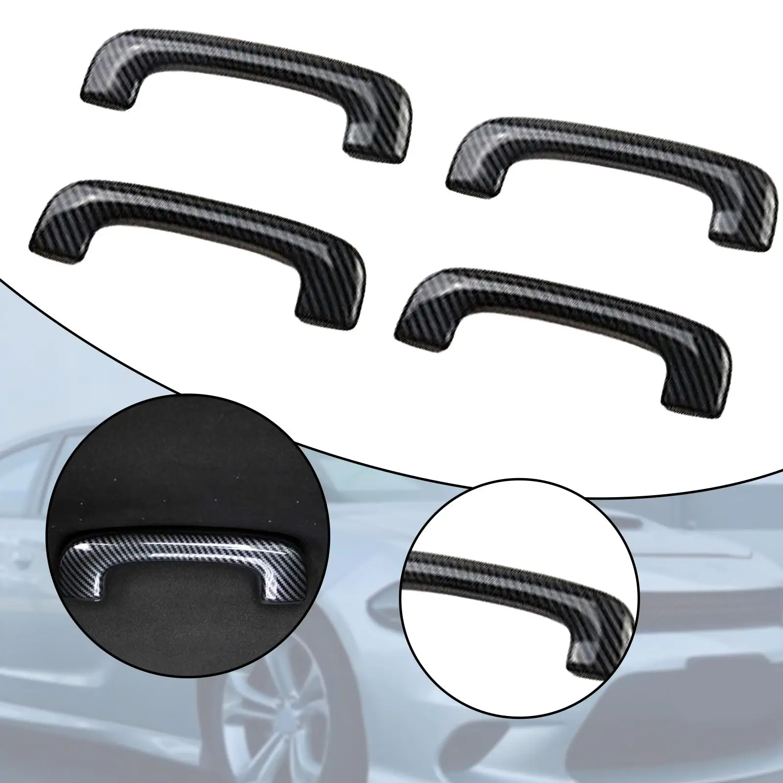 

4Pcs Roof Grab Handle Cover Trim High Reliability Easy Installation Car