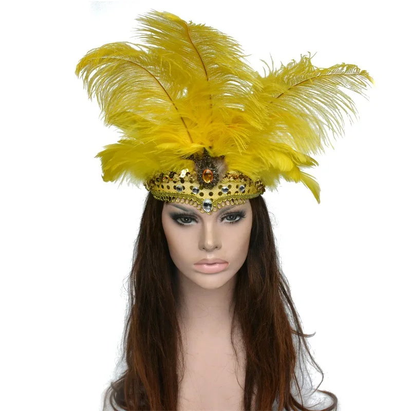 

Carnival Performance Feather Headband Latin Samba Dance Halloween Party Costume Masquerade Headdress for Paradise St. Patrick