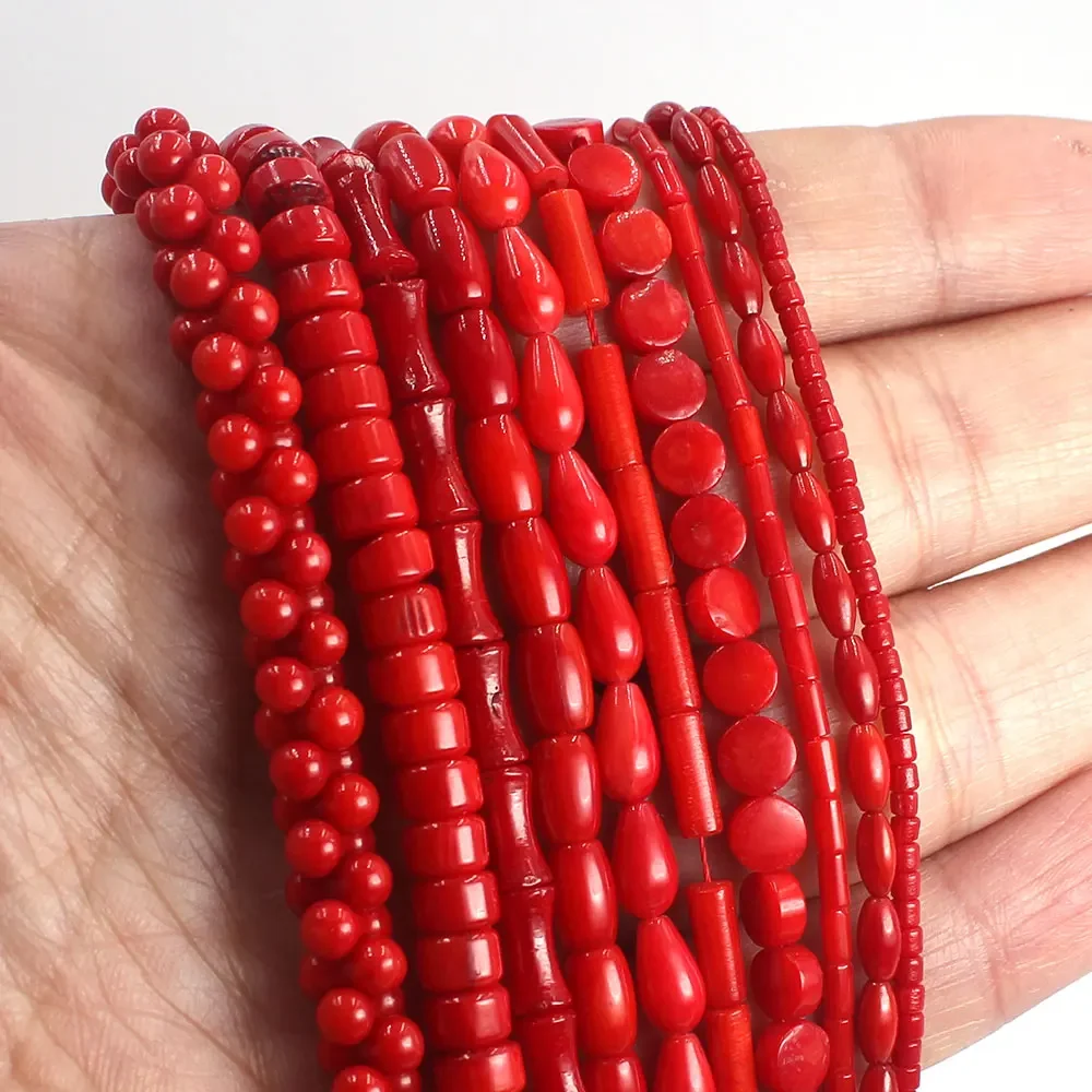 Natural Red Sea Bambo Coral Irregular Shape Loose Isolation Beads for Jewelry Making DIY for Bracelet Necklace Accessories