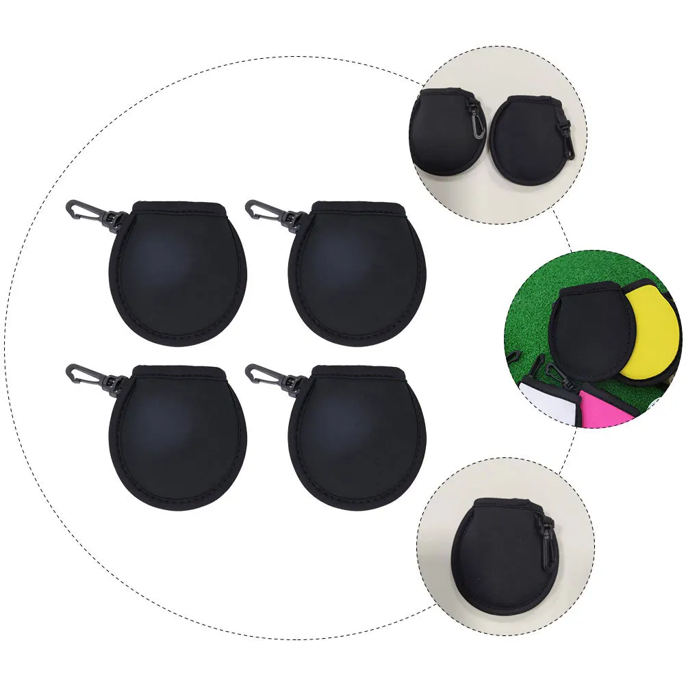 4Pcs Golf Ball Wiping Bag Neoprene Waterproof Portable Multi-Function Golfing Balls Cleaner Pouch Holder Supplies Protective
