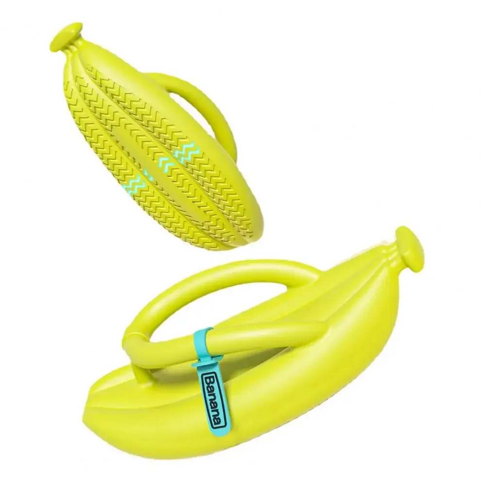 1 Paar Sommer-Hausschuhe, Cartoon, rutschfest, Stoßdämpfung, dicke Sohle, zum Gehen, weich, für Zuhause, Paar, lustige Bananen-Flip-Flops – Detail 19