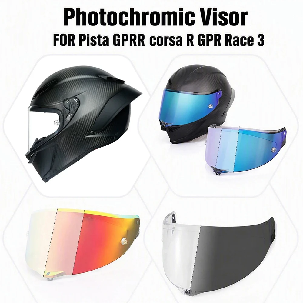Photochromic Blue & Red Visor For AGV Pista GPRR corsa R GPR Race 3 Helmet Lens