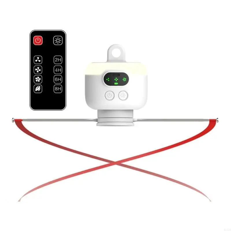 H37B Fly Bugs Repellents Hanging Fan 3 Speed ​​Remote Control Jauhkan Lalat Jauh Dari Makanan Daging USB Hanging Fan