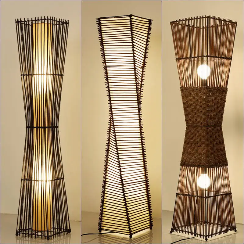 

Japanese floor lamp tatami zen living room bedroom vertical lamp Chinese bamboo art antique South East Asia decoration