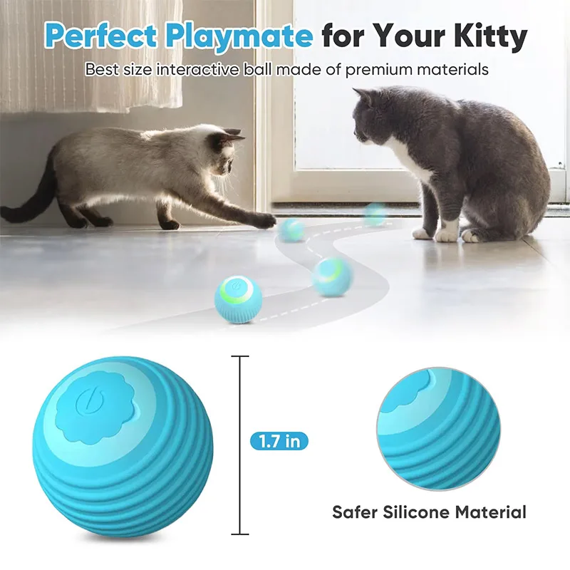 لعبة القطط الأوتوماتيكية التفاعلية، كرة دوارة ذاتية اللعب مع مستشعر ذكي، ترفيه ممتع للقطط الداخلية ووقت واحد