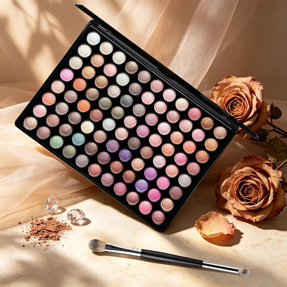 88 Colors Eyeshadow Palette Set With 1pc Free Double‑Ended Eyeshadow Brush,Matte Shimmer Large Makeup Palette for Daily Stage