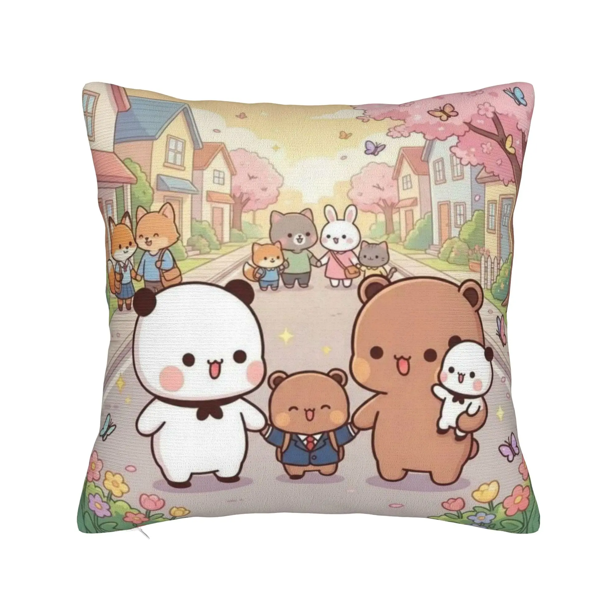 Family Panda Bubu Dudu Pillowcase Polyester Cushion Cover Decorative  Throw Pillow Case Cover Home Wholesale 18'