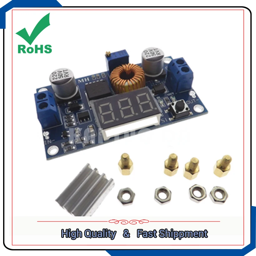 5A high-power 75W DC-DC adjustable step down buck regulator power supply module with a voltmeter display far better than LM2596