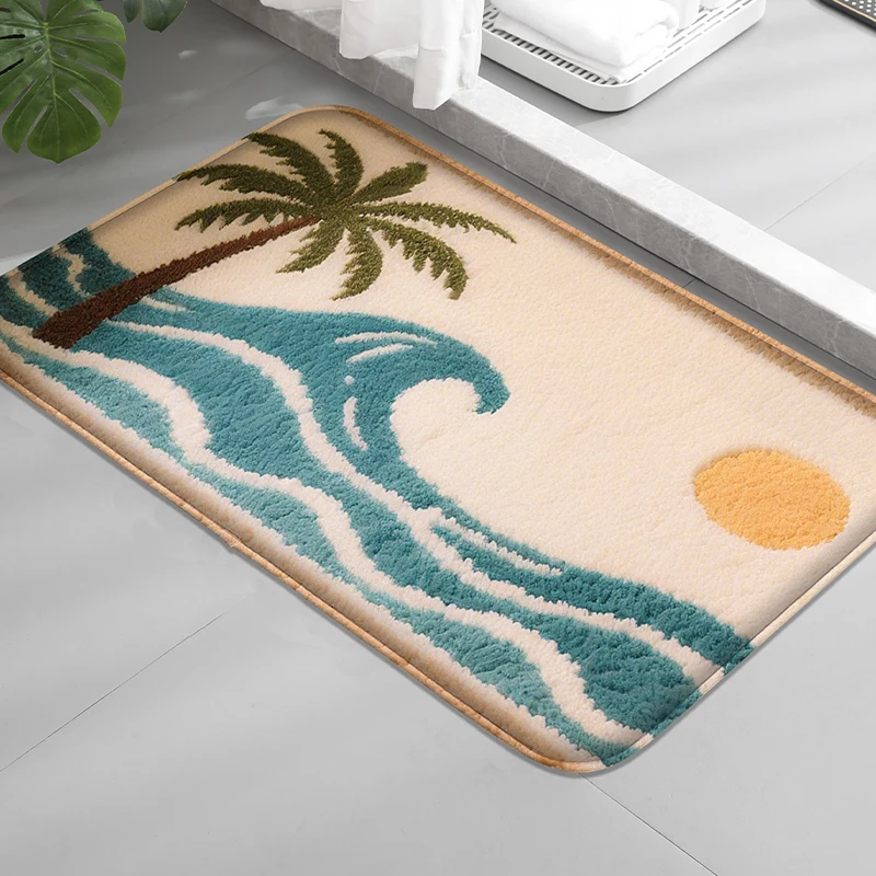 

Sunset pattern bathroom floor mat, bathtub absorbent foot mat, shower room small carpet, bathroom door mat, machine washable